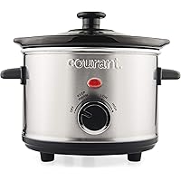 Courant Mini Slow Cooker Crock, with Easy Options 1.5 Quart Dishwasher Safe Pot, Stainless Steel
