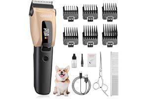 Gooad Dog Clippers for Grooming for Heavy Thick Coat, 3-Speed Low Noise Dog Grooming Kit, Electric Quiet Dog Hair Trimmer,Cordless,Rechargeable, Pet Hair Shaver for Small and Large Dogs Cats