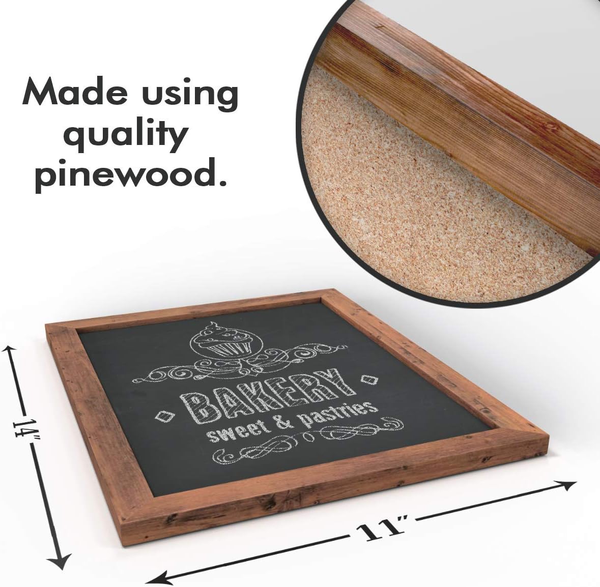 Premium Magnetic Decorative Hanging Chalkboard with Rustic Pine Wood, Use with Regular or Liquid Chalk, Non Porous Wall Blackboard for Home, Classroom, Office … (11 x 14) : Office Products
