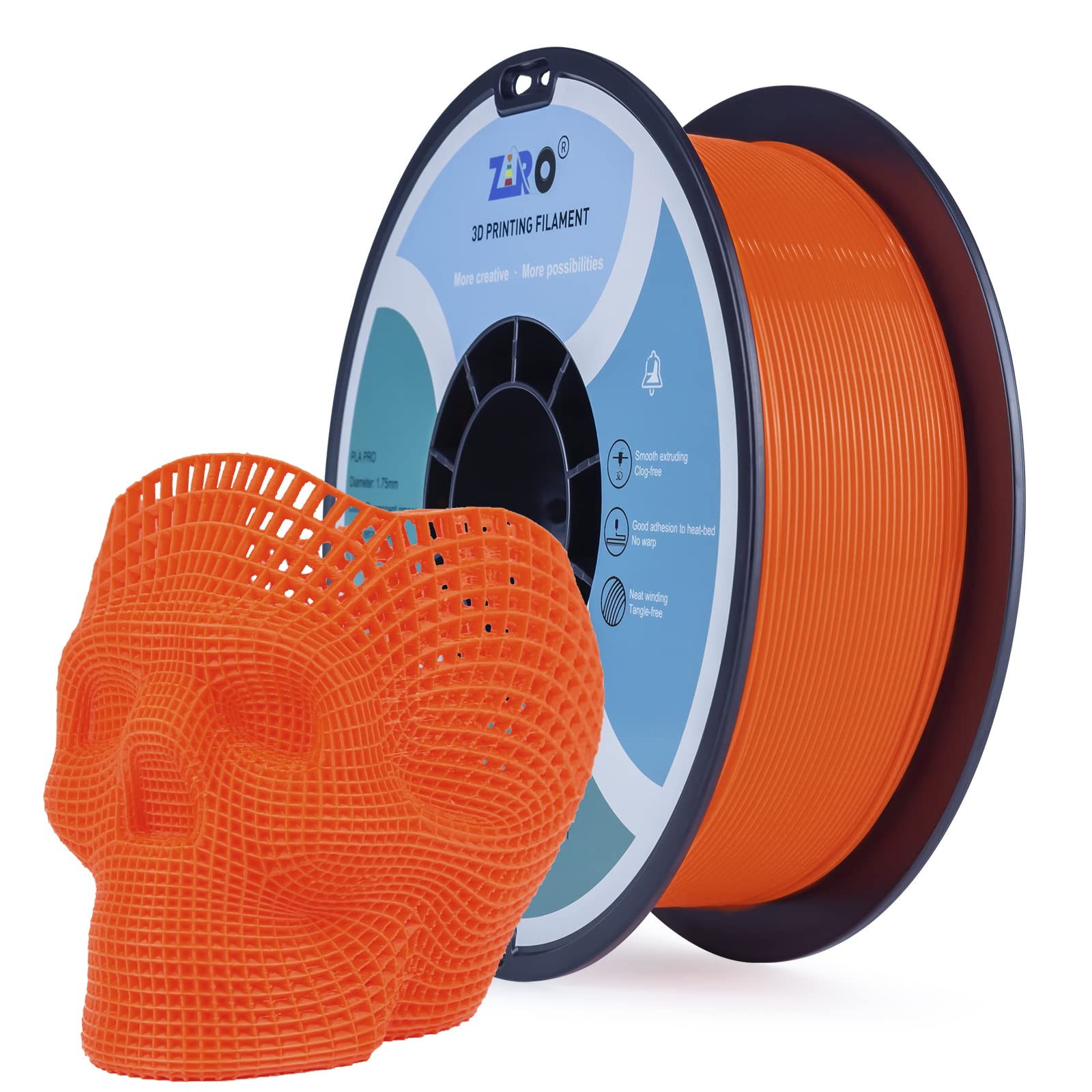 ZIRO PLA Filament 1.75mm, 3D Printer Filament PLA Fluorescence Series 1.75 1kg (2.2lbs), Dimensional Accuracy +/- 0.03mm, Fluo Orange