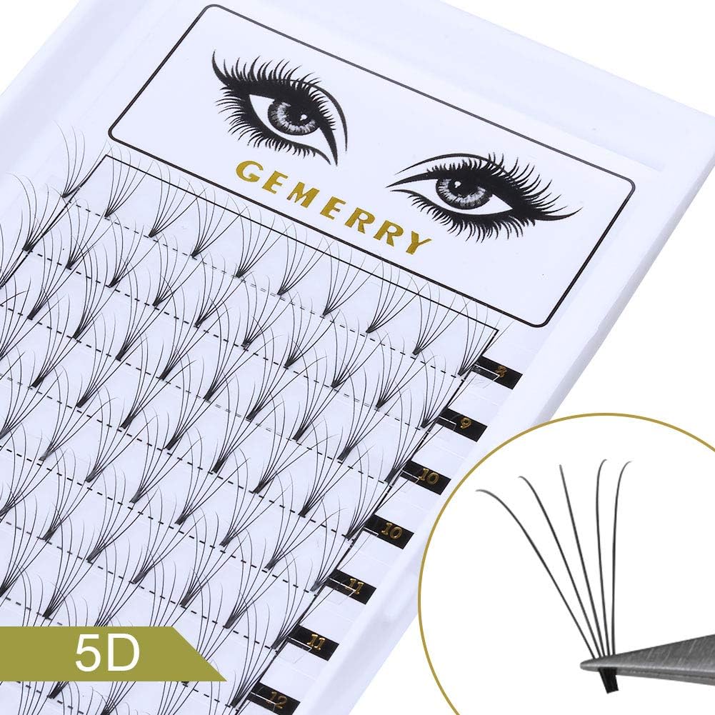 Premade Volume Eyelash Extensions 5D 8D Premade Fans Eyelash Extensions 0.07 0.10 Volume Lash Extensions C D curl 8-18 mm Short Stem by GEMERRY (5D-0.07-C-mix 8-14mm)