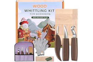 JANE CHOI Wood Carving Tools, 16 in 1 Wood Carving Kit with Hook Knife, Wood Detail Knife, Chip Knife, Gloves, Wood Block, for Beginners Woodworking kit