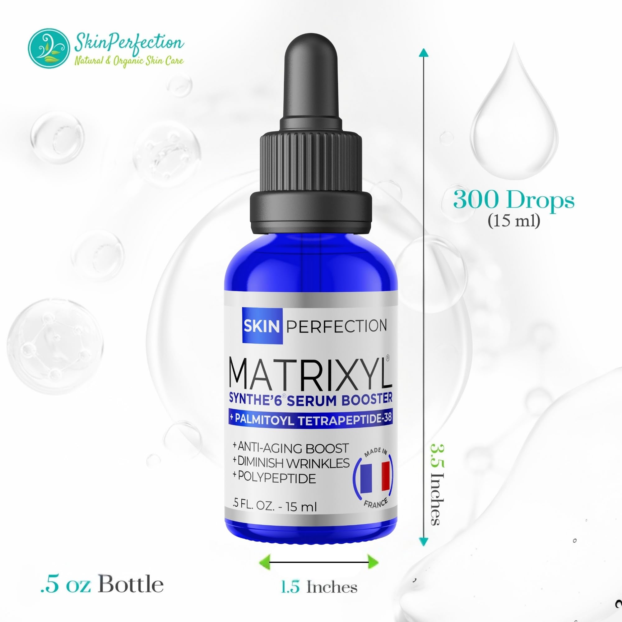 Skin Perfection Matrixyl Synthe 6 Palmitoyl Tetrapeptide 38 DIY Anti-Aging Serum Youth Boost Wrinkle Filler Crow's Feet Laugh Lines on Forehead S-6 6000 Skin Perfection .5 oz, 300 drops