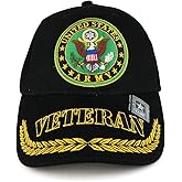 Officially Licensed US Army Veteran Emblem Embroidered Structured Military Baseball Cap