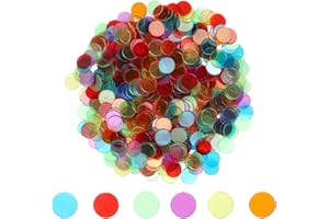 GHERPTE 500 Pieces 3/4 inch Transparent 6 Color Bingo Counting Chips with Bag for Bingo Game Party,Classroom,Game Night, Mixed Color