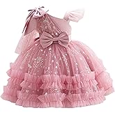 IDOPIP Toddler Baby Girls Sequin Heart Tutu Dress Pageant Wedding Flower Girl Dresses Princess Birthday Party Bowknot Gowns