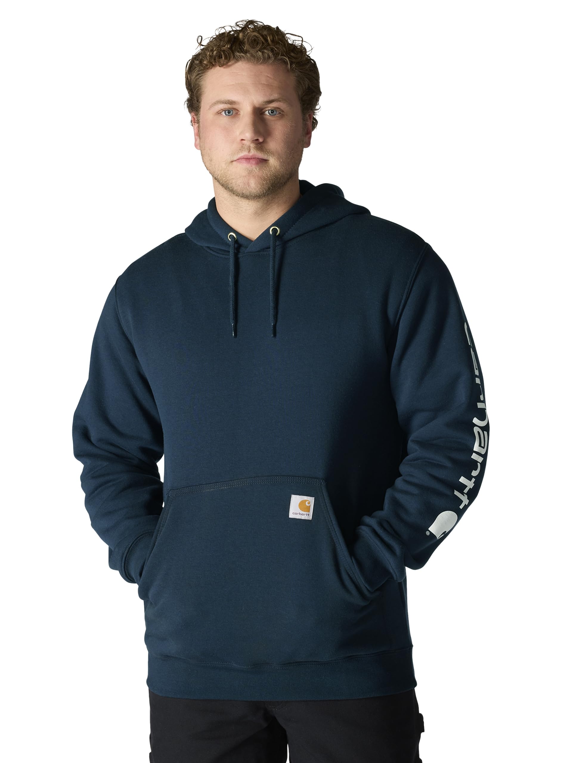 Carhartt Men's Loose Fit Midweight Logo Sleeve Graphic Sweatshirt, New Navy, XXL
