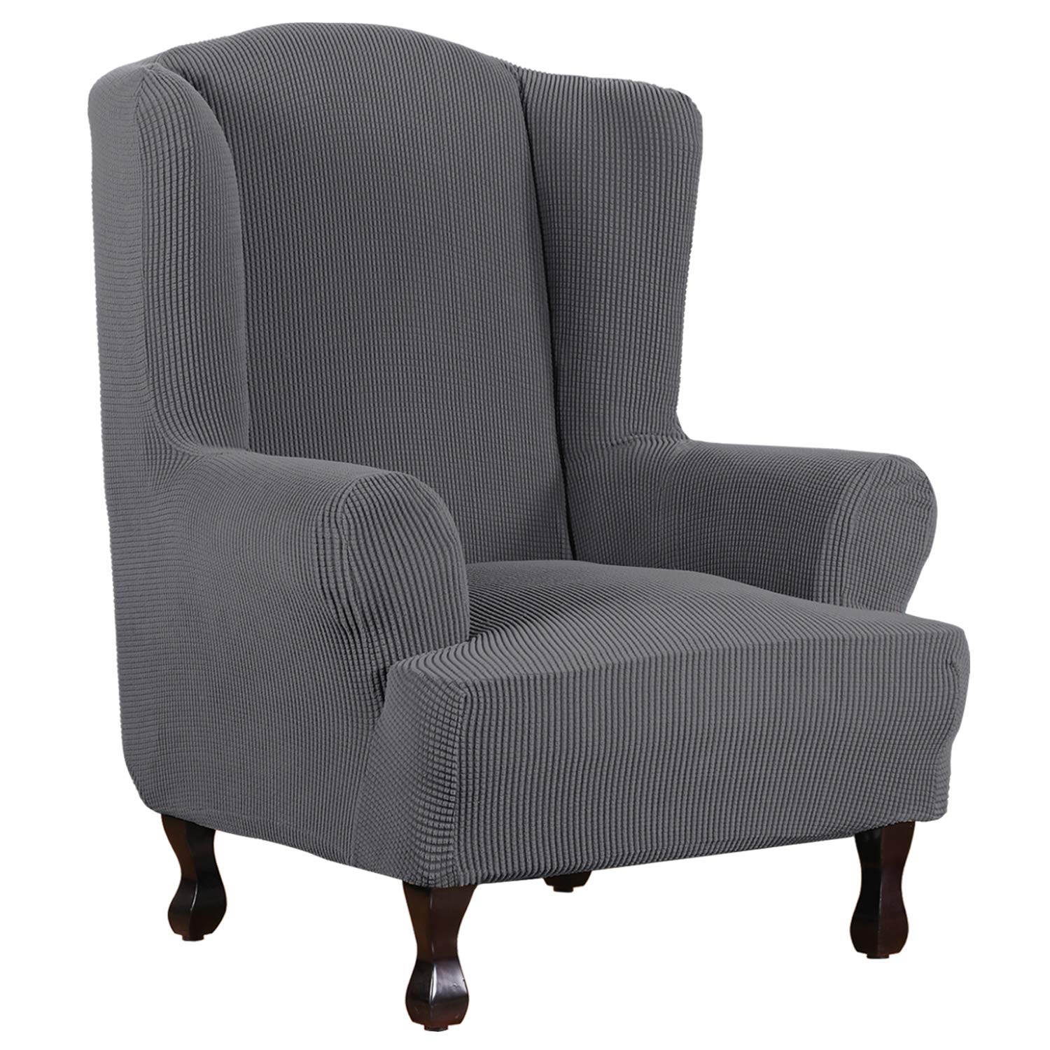Photo 1 of H.VERSAILTEX Wing Chair Slipcover Chair Covers for Wingback Chairs Wingback Chair Covers Slipcovers 1 Piece Stretch Sofa Cover Furniture Protector Spandex Jacquard Checked Pattern, Grey