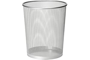 Zuvo Circular Mesh Waste Paper Bin | Lightweight Waste Basket Garbage Can | Metal Trash Bin Ideal for Kitchen Home Office Bin Dorm Room Living Room Desk Bedroom. (1 Silver) (27 X 24 cm)
