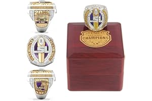 XiaKoMan 2019 LSU Tigers National Championship Replica Ring with wooden Box champions Christmas Ornament Gifts for Men Kids Women Youth