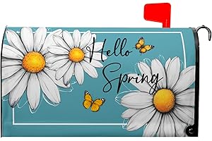 VENTUCOVEN Spring Mailbox Cover Daisy Mailbox Covers Magnetic Standard Size 21x18 in Floral Butterfly Post Letter Box Cover Decorations for Outside Garden Yard Blue