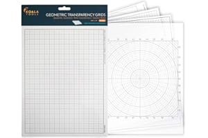 Koala Tools | Geometric Grid Transparency Sheets (Variety Pack of 4) - 8.5" x 11" | Overhead Projector and Light Box Transparencies - Tracing Film for Sketching & Drawing