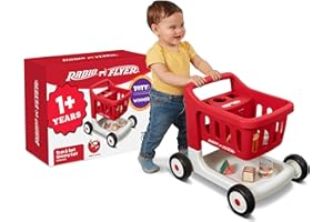 Radio Flyer Scan & Sort Shopping Cart with Lights & Sounds, Baby Walker with Wheels, Red Shopping Cart for Kids Ages 1+