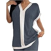SHENHE Women's Ribbed Knit Pajamas Set Short Sleeve Sleepwear Soft Long Pants Pjs Lounge Set