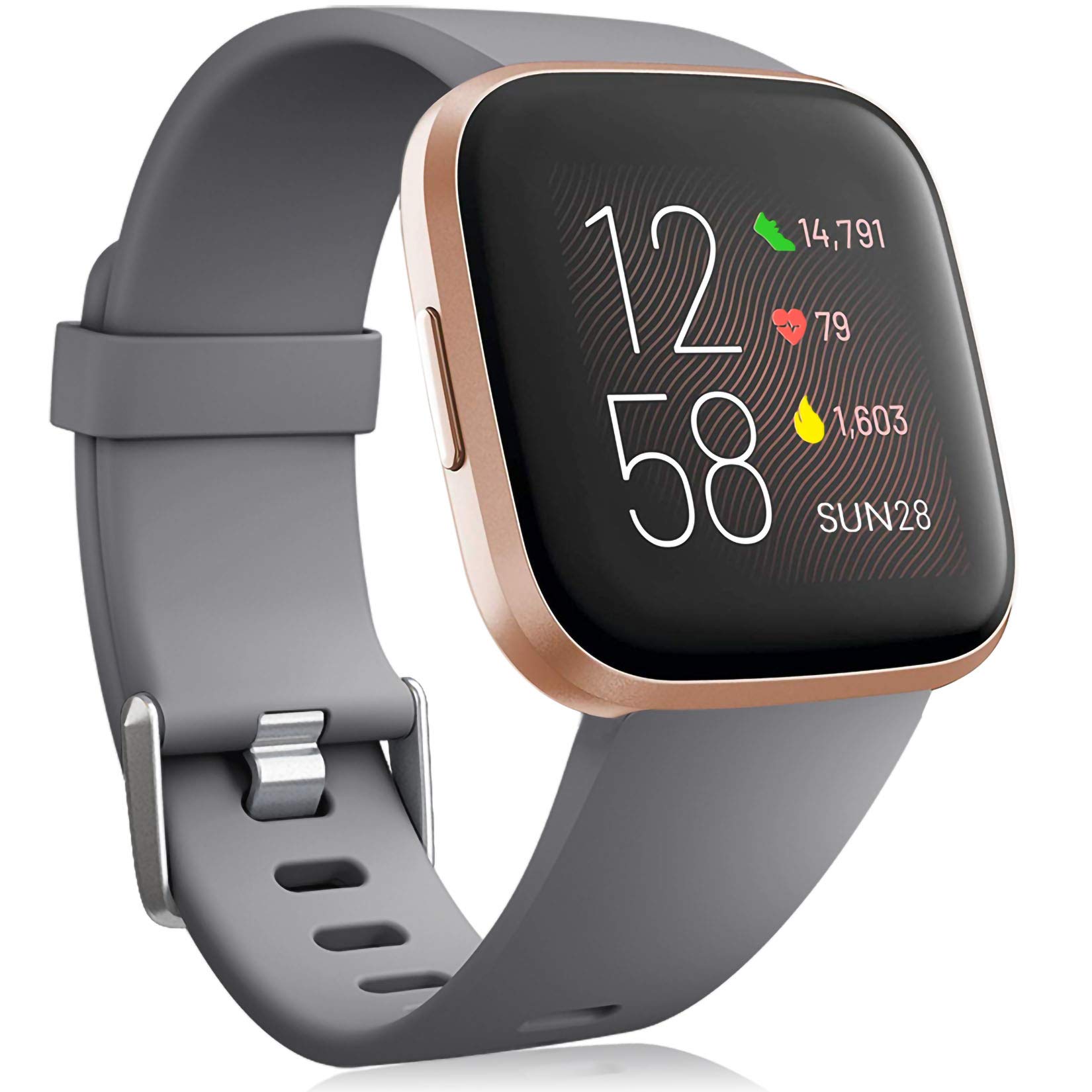 Oielai for Fitbit Versa 2 Strap/Fitbit Versa Strap, Silicone Sport Classic Replacement Straps Compatible with Fitbit Versa Lite/Fitbit Versa 2/Fitbit Versa for Women Men, Small Gray — image 1