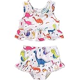 YOUNGER TREE Toddler Baby Girls Summer Swimsuit Sleeveless Striped Swimwear Two-Piece Suit Beach Bikini