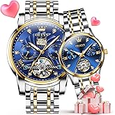 OLEVS Couple Pair Watches Set Automatic Mechanical Self Winding Dress Matching Watch for His and Hers Valentines Day Gifts