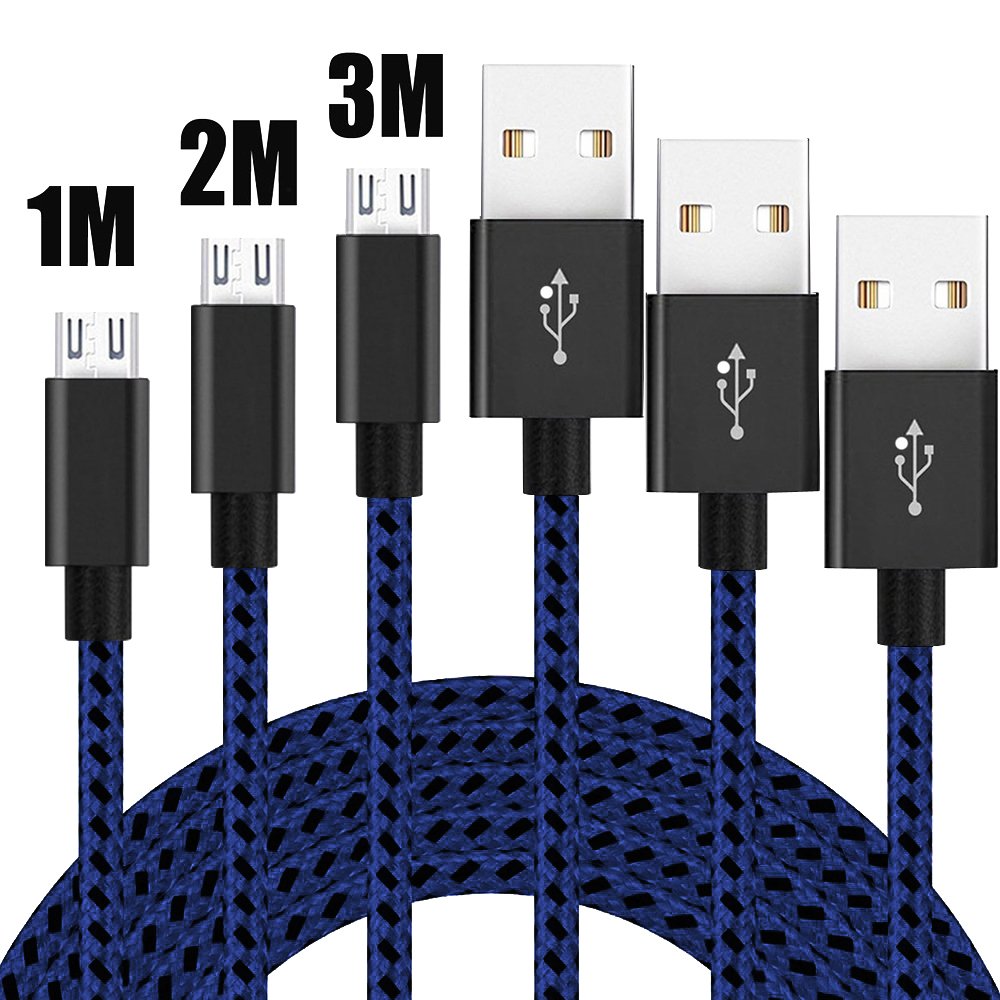 iRoundy Micro-USB-Kabel Android Geflochten Haarclip mit Nylon Woven USB Daten Sync Ladegerät