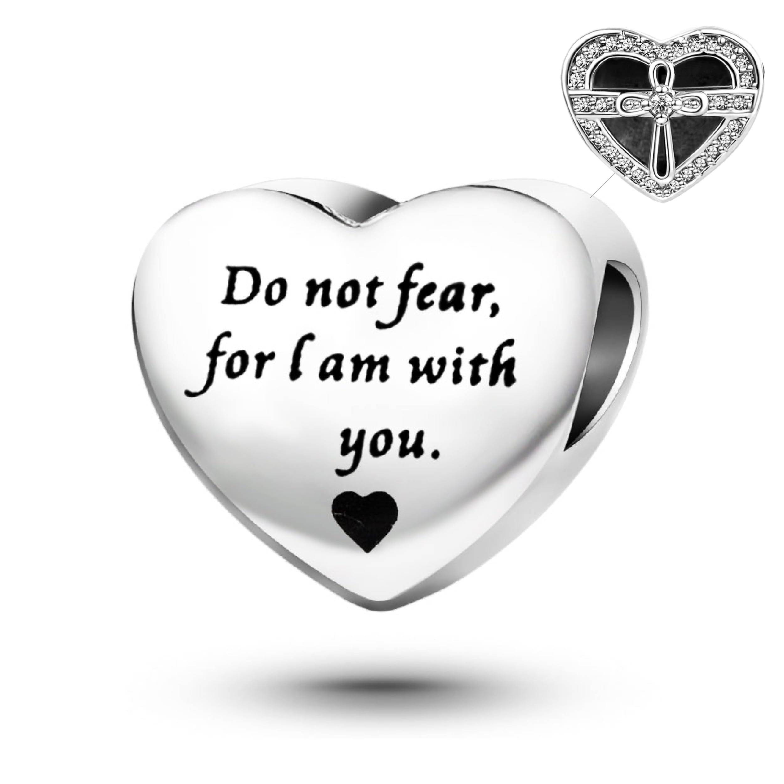 Isaiah 41:10 Do Not Fear for I Am with You Bible Verses Love Heart Charm fits Pandora Charms Bracelets Birthday Religion Bead Gift for Women