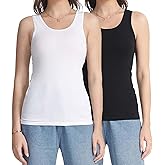 wirarpa Women's Tank Tops Cotton Undershirts Comfy Camis Base Layer 2-Pack