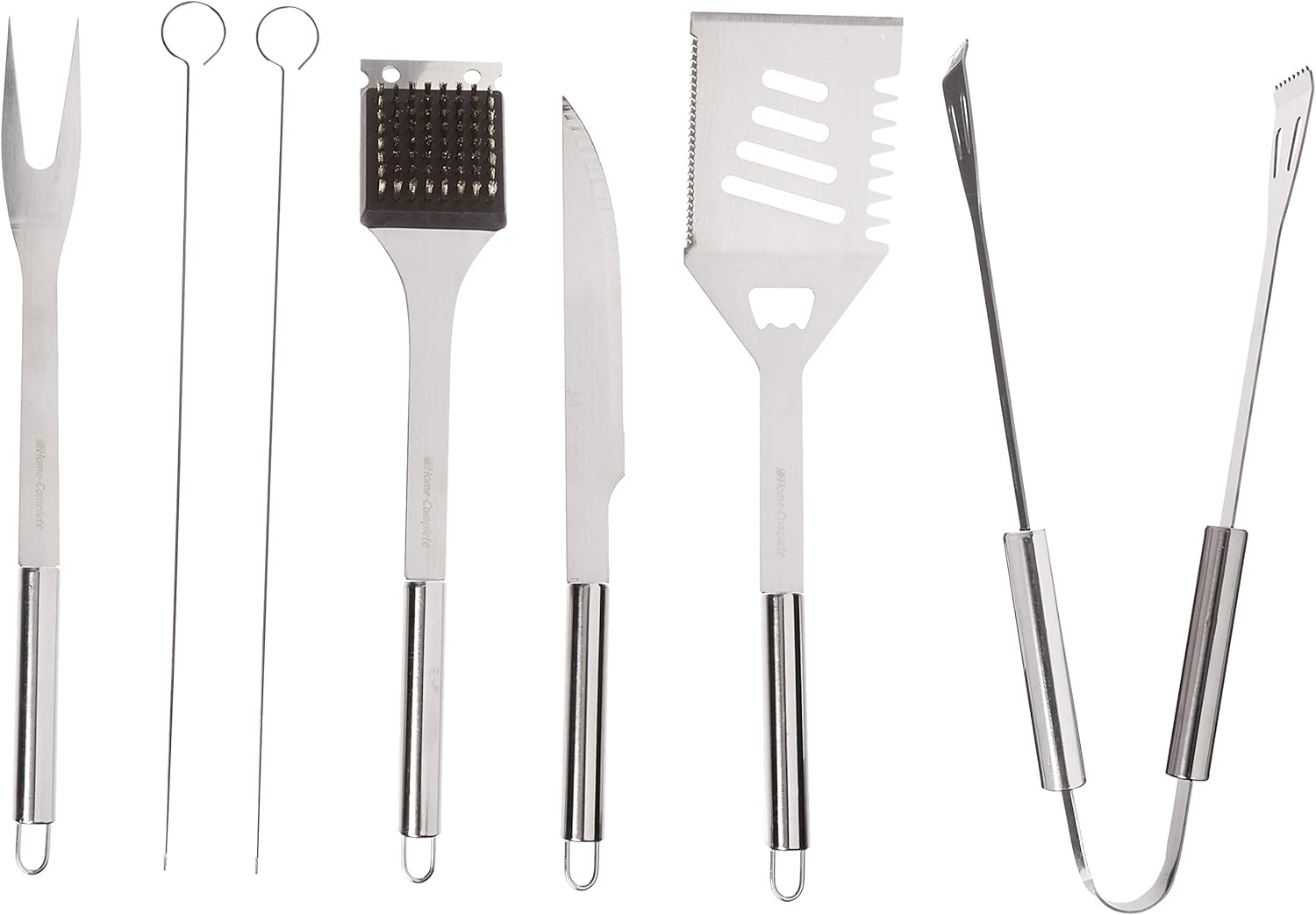 Home-Complete BBQ Grill Tool Set- Stainless Steel Barbecue Grilling Accessories with 7 Utensils and Carrying Case, Includes Spatula, Tongs, Knife : Garden & Outdoor