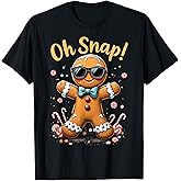 Funny Gingerbread Christmas Tees Unisex-Adults Black Cartoon Long Sleeve Fitted Crew Neck Small Christmas Novelty T-Shirt
