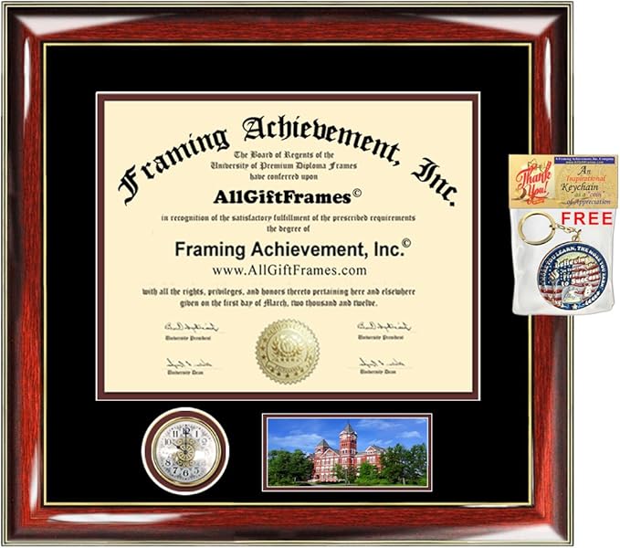 Auburn University Diploma Frame Premier Clock with Campus