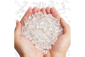 QICQDRAM Polished Gem Stones Rocks Crystals 0.9 Lb/405g Natural Tumbled Stones Clear Quartz Crystal Chips Bulk for Healing Crystals & Fish Tank Rocks Gravel, Vase Filler, Plants Decor