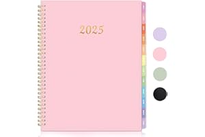 Annecy 2025 Planner, Weekly ＆ Monthly Planner 2025, Jan. 2025 – Dec. 2025, 8.5" x 11" Monthly Agenda Planner with Tabs, Waterproof Flexible Cover, Spiral Binding, Double-sided Pocket, Bookmark, Pink