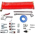 FIXSMITH Compressor Accessory Kit - 20 Pcs Air Compressor Kit with PE Recoil Hose,Blow Gun,Air Tool 1/4in NPT Fittings,Air Ch