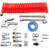 FIXSMITH Compressor Accessory Kit - 20 Pcs Air Compressor Kit with PE Recoil Hose,Blow Gun,Air Tool 1/4in NPT Fittings,Air Ch