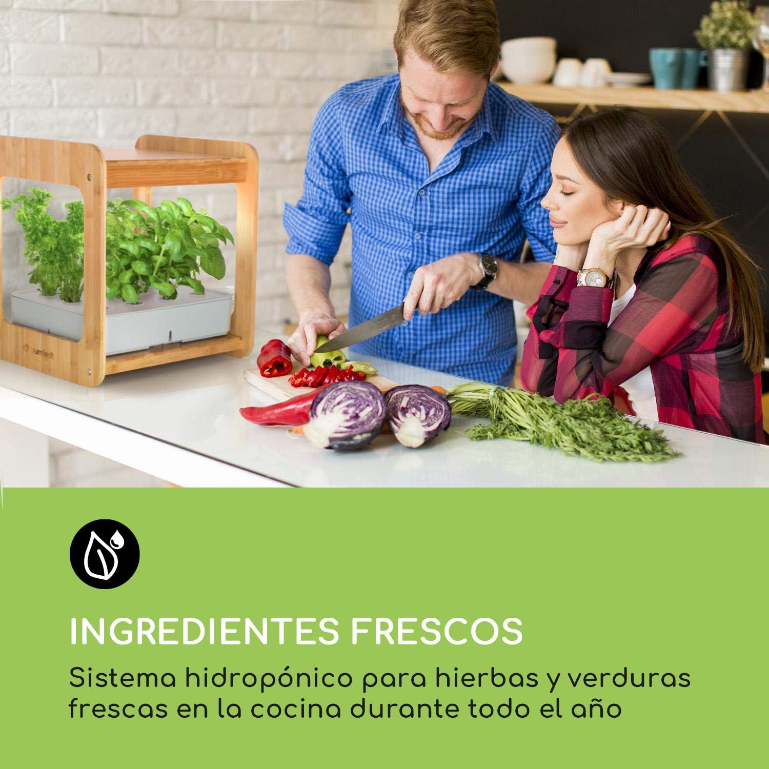 Blumfeldt Urban Bamboo Jardín hidropónico - Huerto, Sistema para ...