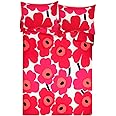 MARIMEKKO - Queen Comforter Set, Cotton Bedding with Matching Shams, Lightweight Home Decor for All Seasons (Unikko Red, Queen)