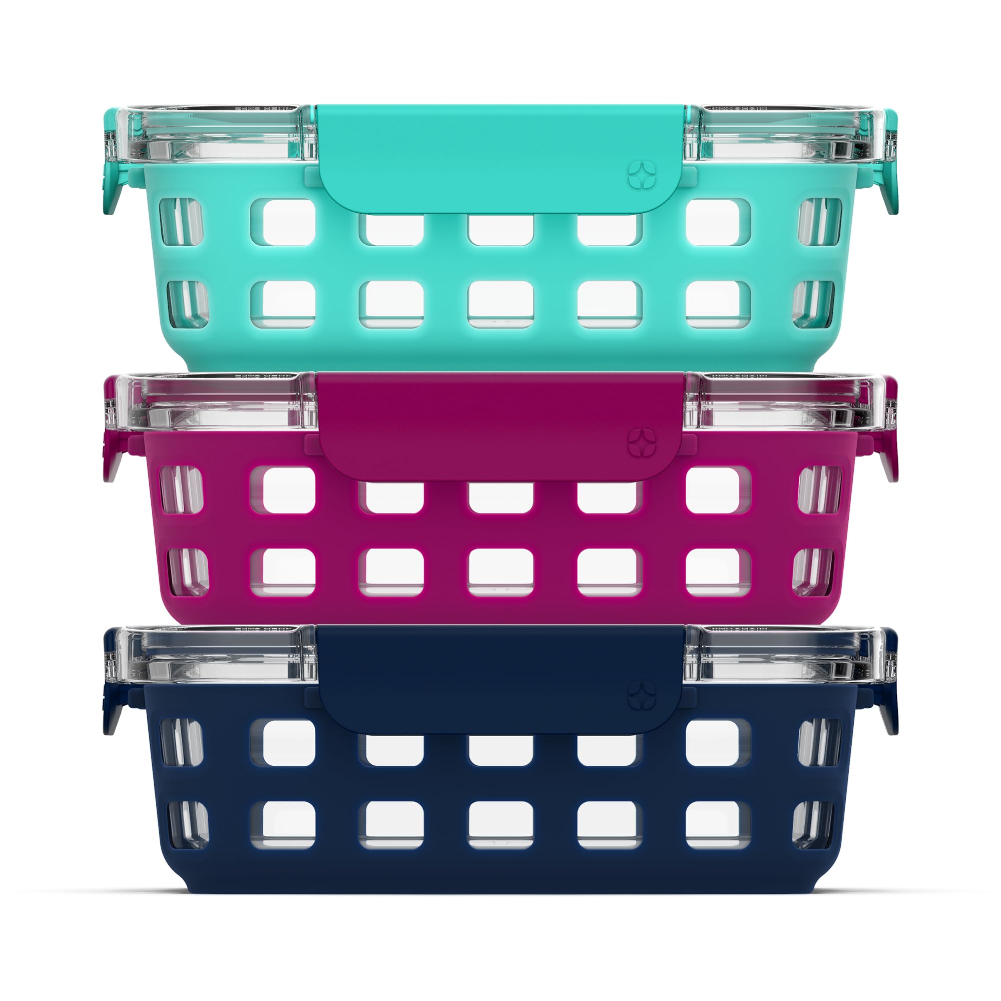Photo 1 of *** SET OF 2****    Ello Duraglass 3.4 Cup Meal Prep Sets 6Pc, 3 Pack Set- Glass Food Storage Container with Silicone Sleeve and Airtight BPA-Free Plastic Lids, Dishwasher, Microwave, and Freezer Safe, Berry