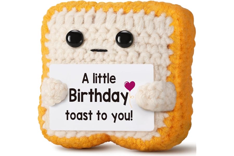 A little Birthday Toast to you - Funny Happy Birthday Gifts for Women, Men, Mom, Dad, Friend, Best Gift for Her Ideas - Unique Crochet Toast Gift Card - Cute Easter Basket Stuffers for Daughter, Son