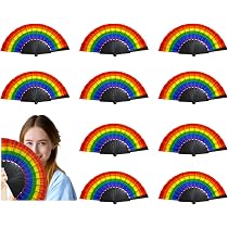 Amazon.com: AMS 10pcs Rainbow Hand Fans, Pride Folding Hand Fan ...