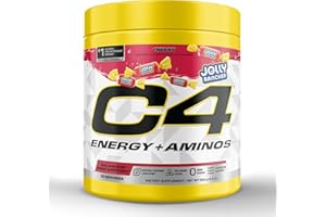 Cellucor C4 Energy + Aminos Powder | Jolly Rancher Cherry | 5g BCAAs & EAAs for Muscle Recovery, 3 Electrolytes for Hydration, 100mg Natural Caffeine | Pre Workout | Zero Sugar, 30 Servings