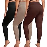 VALANDY Creamlush 3 Pack Plus Size Leggings for Women-High Waisted Soft Stretchy Yoga Pants,L-5XL
