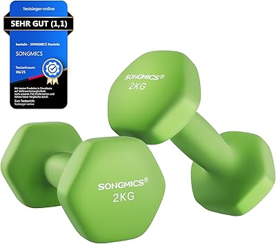 SONGMICS 2 Stück Hexagon Hanteln mit Neoprenbeschichtung für Krafttraining, Fitness, Zuhause