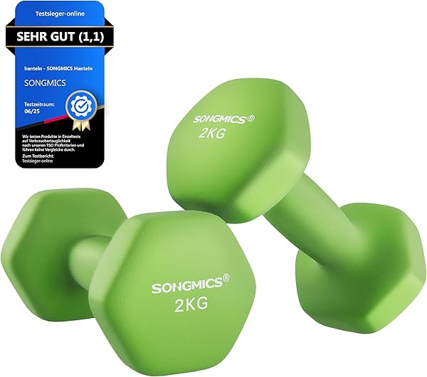 SONGMICS 2 Stück Hexagon Hanteln mit Neoprenbeschichtung für Krafttraining, Fitness, Zuhause