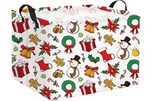 HIYAGON Rectangular Christmas Basket for Families Holiday Gift Basket Baby Storage Bin Kids Toy Organizer Box for Boy and Girls Christmas Room Decor(Christmas Basket)