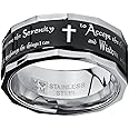 Men's Women's Black Stainless Steel Religious Cross Serenity Prayer Spinner Ring 9MM