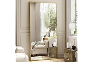 Easly 26"x71" Full Length Mirror, Adjustable Standing/Wall Mounted Floor Mirror for Bedroom, Living Room, Entryway, Large Gold Leaning Mirror with Shatterproof Glass