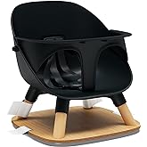 Lalo The Booster Seat for Babies and Toddlers for Dining Room | Booster Seat for Kitchen Chair with 5-Point Safety Harness, Easy to Clean, Non-Toxic Plastic Seat and Belly Bar, Licorice