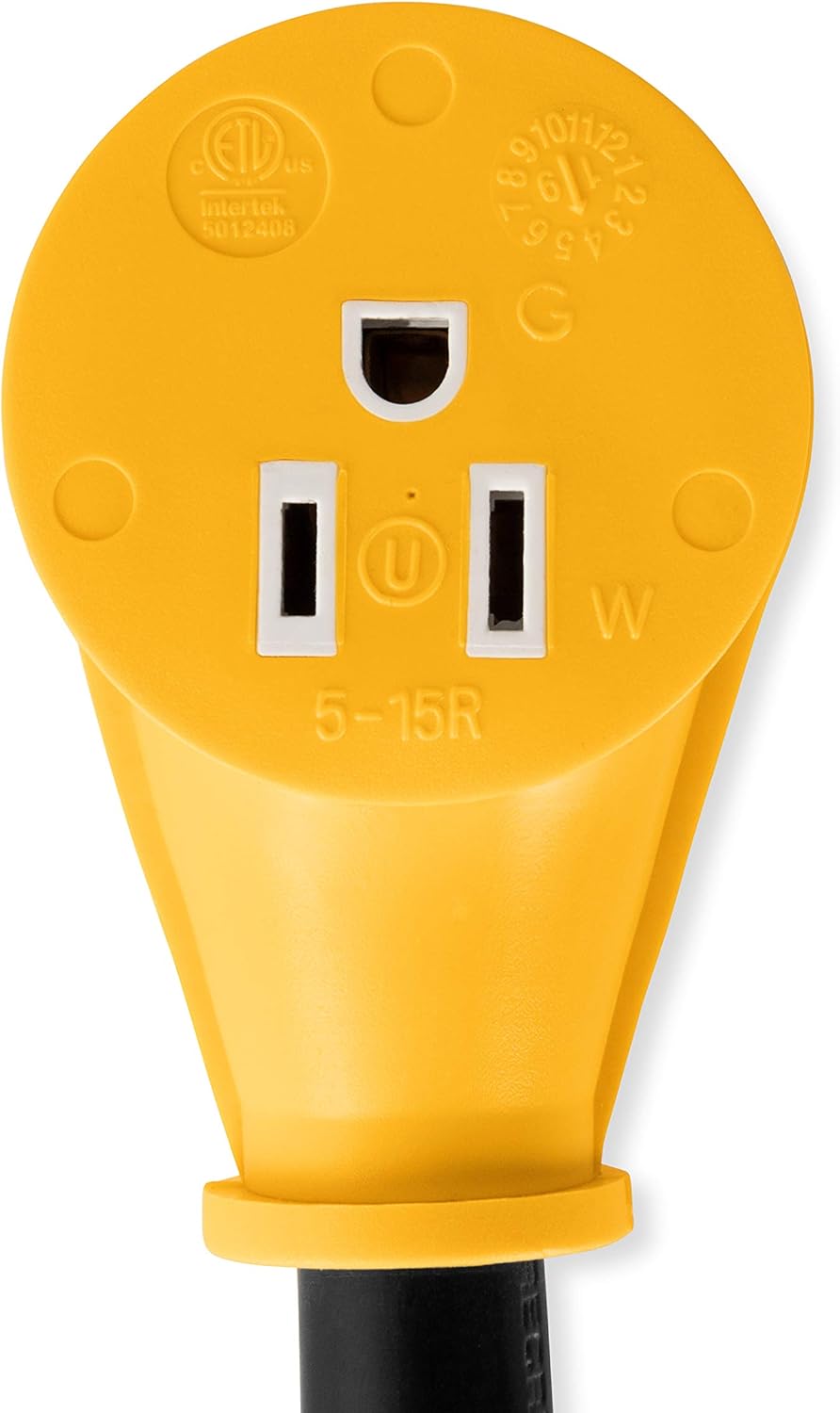 Camco Heavy Duty RV Dogbone Electrical Adapter with Innovative 180 Degree Bend Design and PowerGrip Handle - 30 Amp Male to 15 Amp Female, 12" (55155): Automotive