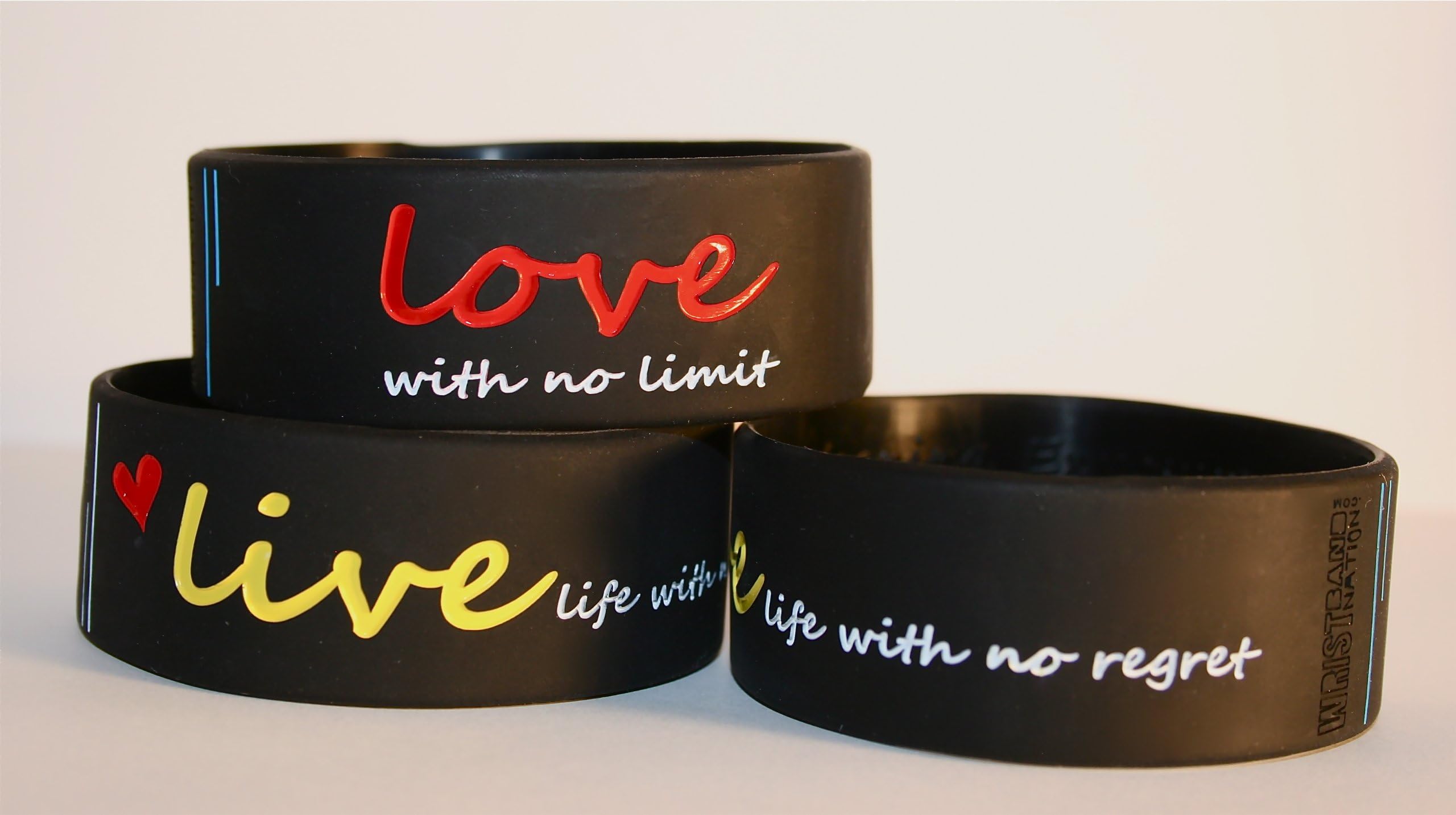 Live Life with No Regret. Love with No Limit. Wristband