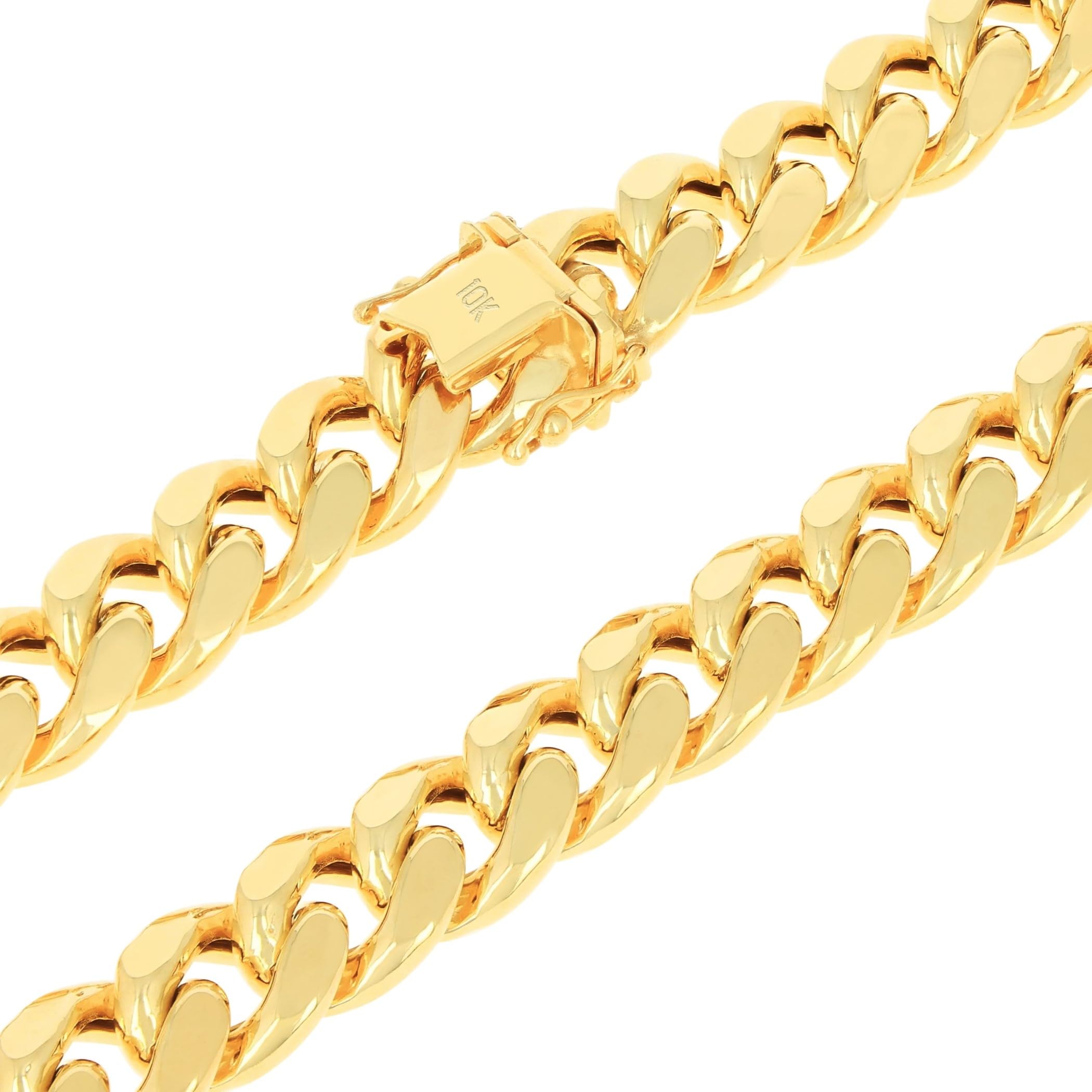 Nuragold 10k Real Yellow Gold Miami Cuban Link 11mm Thick Chain Necklace (18