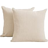 PLEASANT BOULEVARD | Chenille Pillow Case Covers 20 by 20 Inch, Soft Cozy Decorative Cushion for Home Bedroom Living Room Bed Sofa Chair (Beige, 2 Pack)