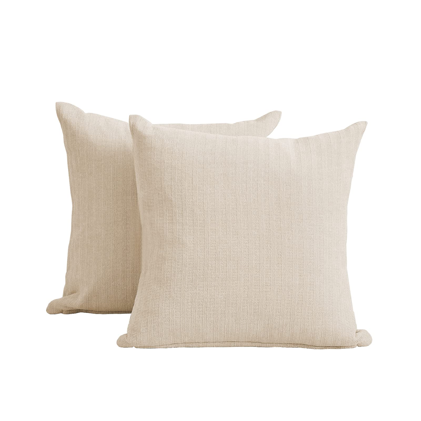 Photo 1 of PLEASANT BOULEVARD | Chenille Pillow Case Covers 20 by 20 Inch, Soft Cozy Decorative Cushion for Home Bedroom Living Room Bed Sofa Chair (Beige, 2 Pack)
