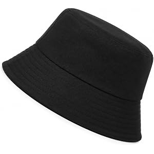 Viliqiou Black Bucket Hats for Men Woman Large Oversized Beach Hat Fisherman Cap Summer Vacation Hats Cotton Bucket Hat Adult